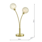 Avari 2 Light Table Lamp Satin Brass Glass<br>Satin Brass