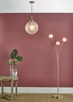 Avari 3 Light Floor Lamp Satin Brass Glass<br>Satin Brass