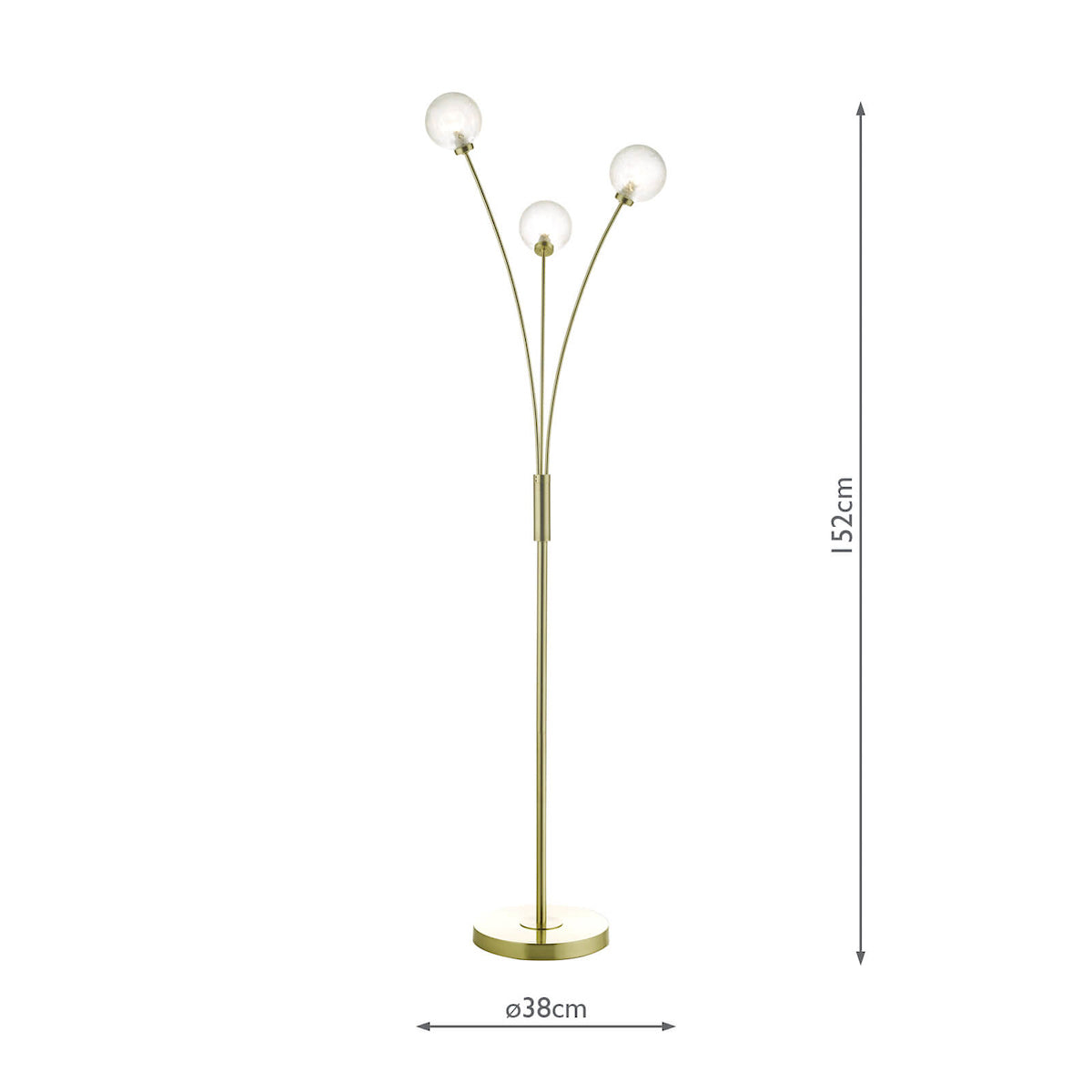 Avari 3 Light Floor Lamp Satin Brass Glass<br>Satin Brass