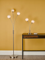 Avari 3 Light Floor Lamp Satin Nickel Frosted Glass<br>Satin Nickel
