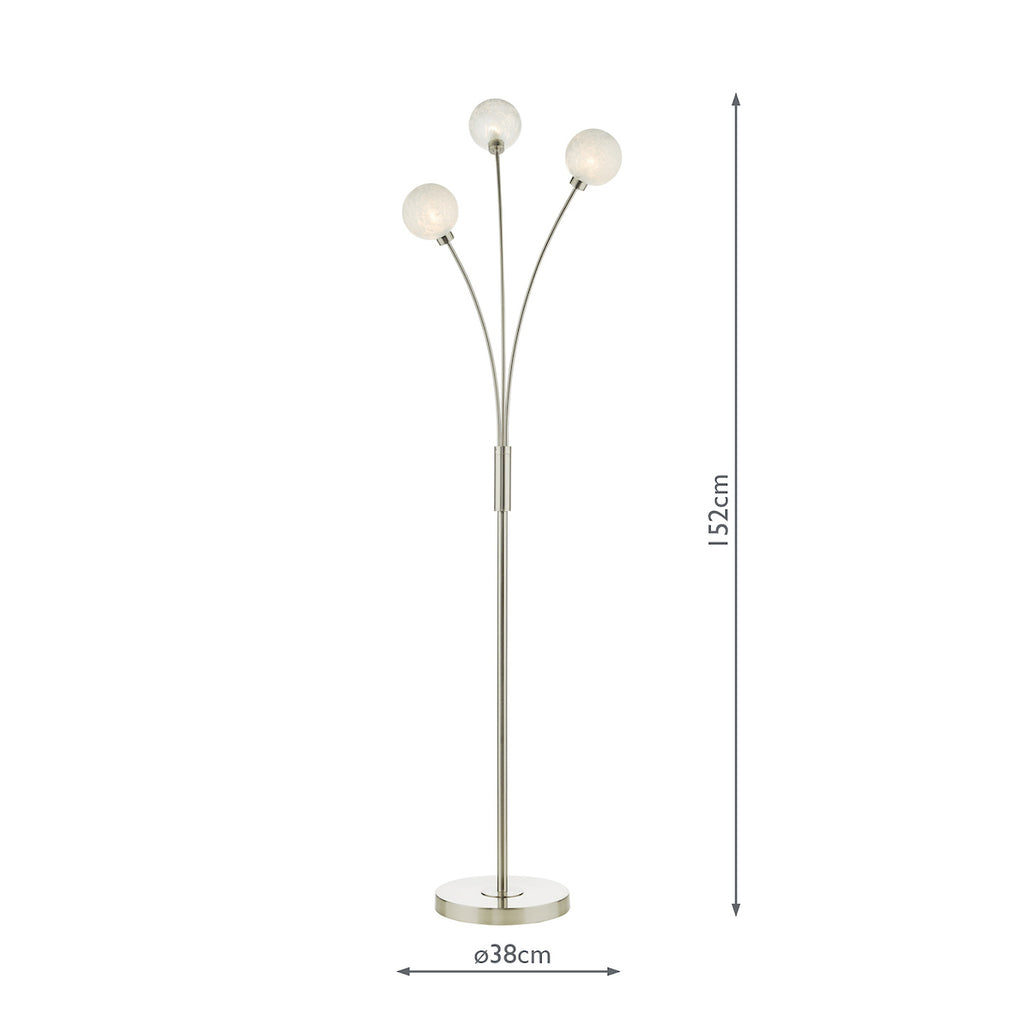 Avari 3 Light Floor Lamp Satin Nickel Frosted Glass<br>Satin Nickel