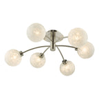 Avari 6 Light Semi Flush Satin Nickel Frosted Glass<br>Satin Nickel