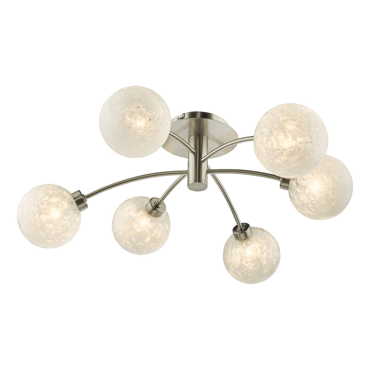 Avari 6 Light Semi Flush Satin Nickel Frosted Glass<br>Satin Nickel