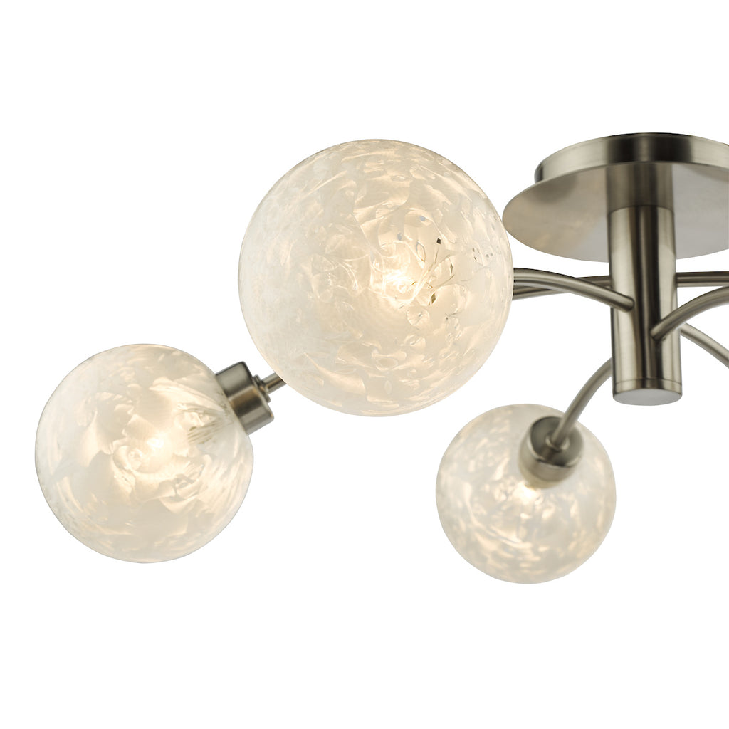 Avari 6 Light Semi Flush Satin Nickel Frosted Glass<br>Satin Nickel