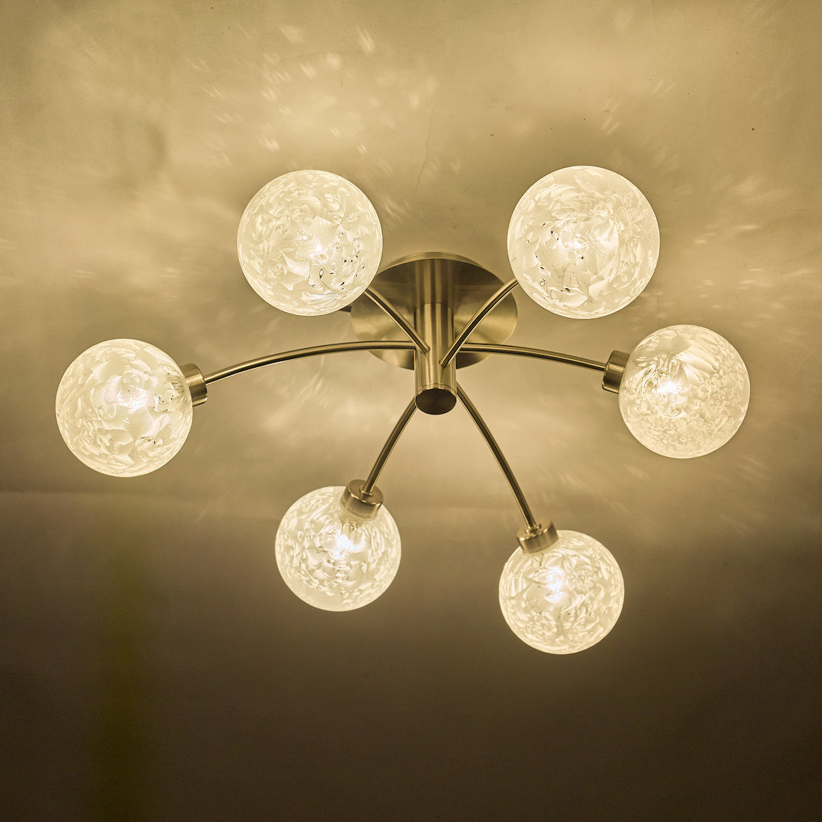 Avari 6 Light Semi Flush Satin Nickel Frosted Glass<br>Satin Nickel