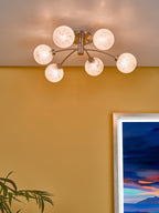 Avari 6 Light Semi Flush Satin Nickel Frosted Glass<br>Satin Nickel