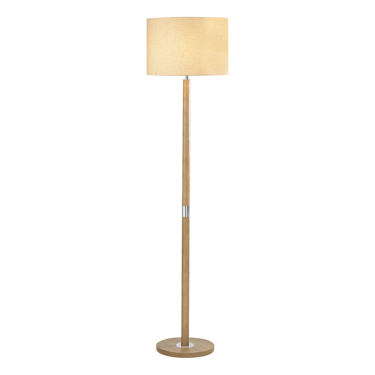 Avenue Floor Lamp Light Wood Polished Chrome With Shade <br>Light Wood