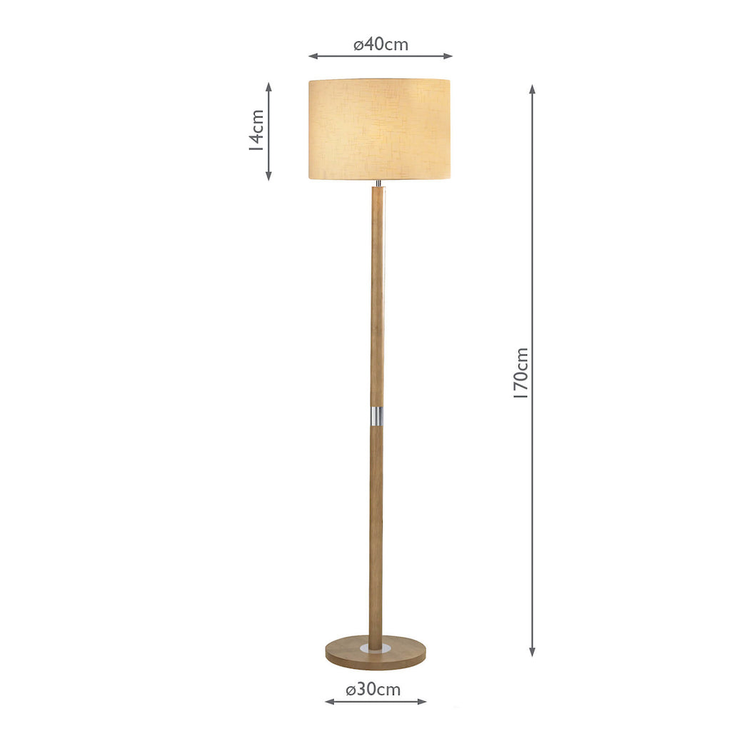 Avenue Floor Lamp Light Wood Polished Chrome With Shade <br>Light Wood