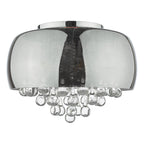 Aviel 5 Light Flush Smoked Shade With Clear Glass Droppers<br>Smoked Glass