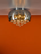 Aviel 5 Light Flush Smoked Shade With Clear Glass Droppers<br>Smoked Glass