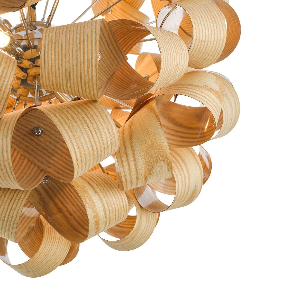 Ayna 6 Light Single Pendant Real Ash Veneer Satin Nickel<br>
