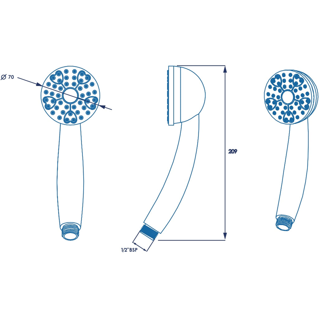 Croydex One Function Shower Handset - Chrome