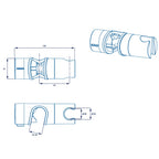 Croydex Universal Riser Rail Slider - Chrome