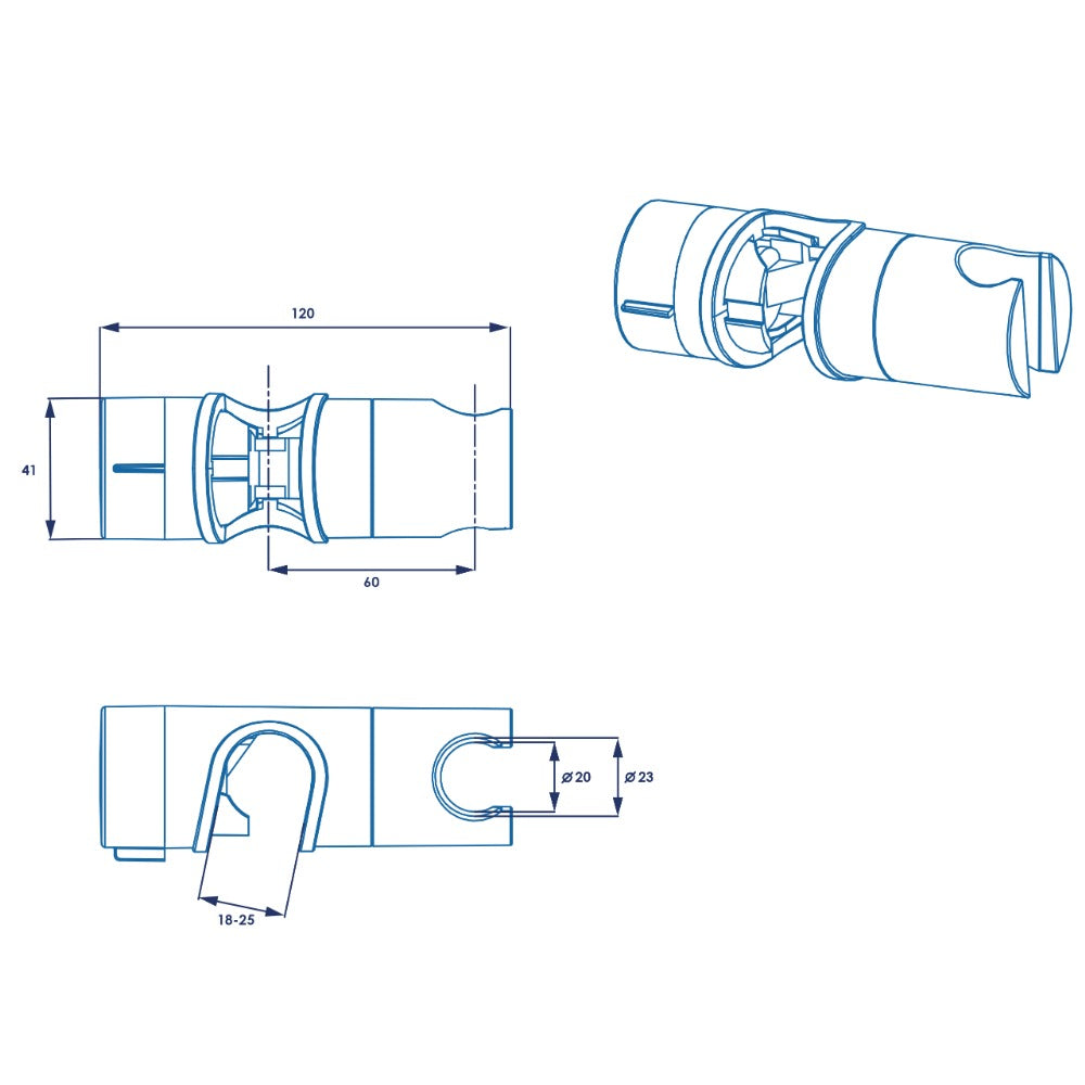 Croydex Universal Riser Rail Slider - Chrome
