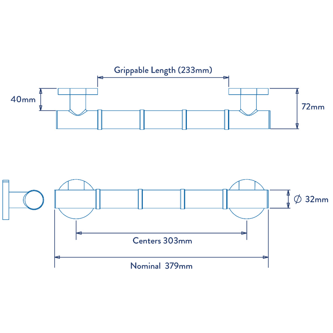 Croydex Grab & Grip Bars 38cm - Chrome