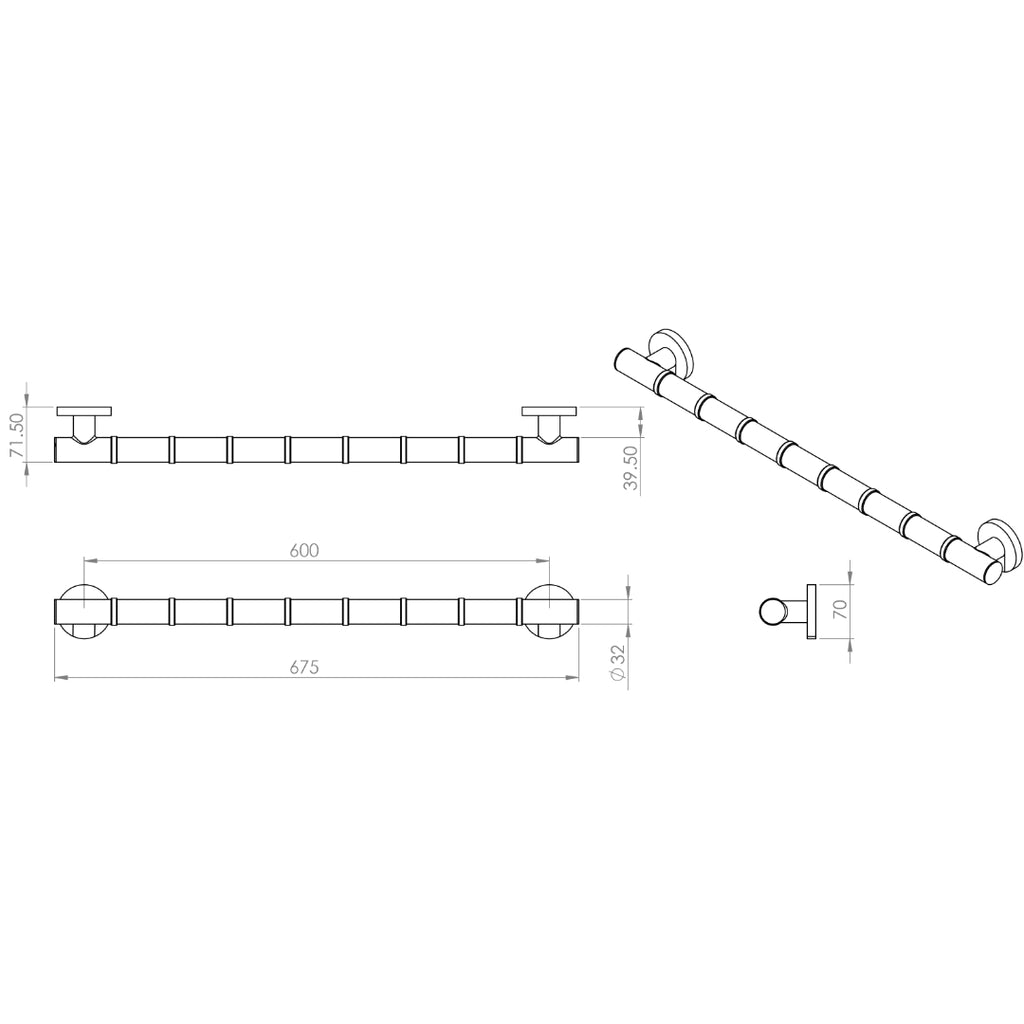 Croydex Grab & Grip Bars 68cm - Chrome