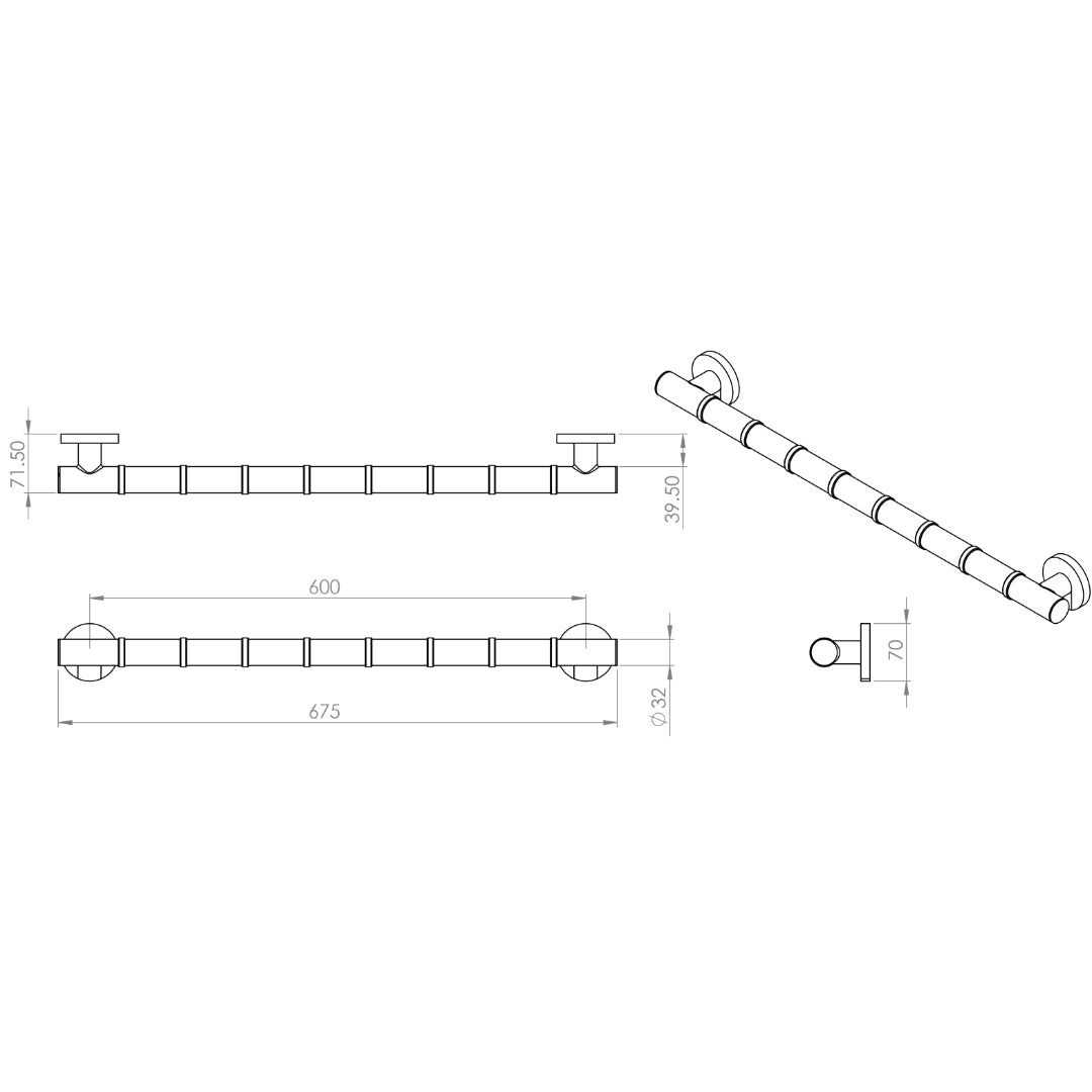 Croydex Grab & Grip Bars 68cm - Chrome