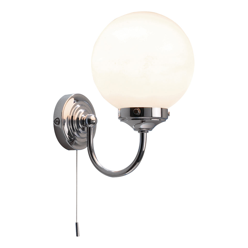 Barclay Bathroom Wall Light Polished Chrome Opal Glass IP44<br>Polished Chrome