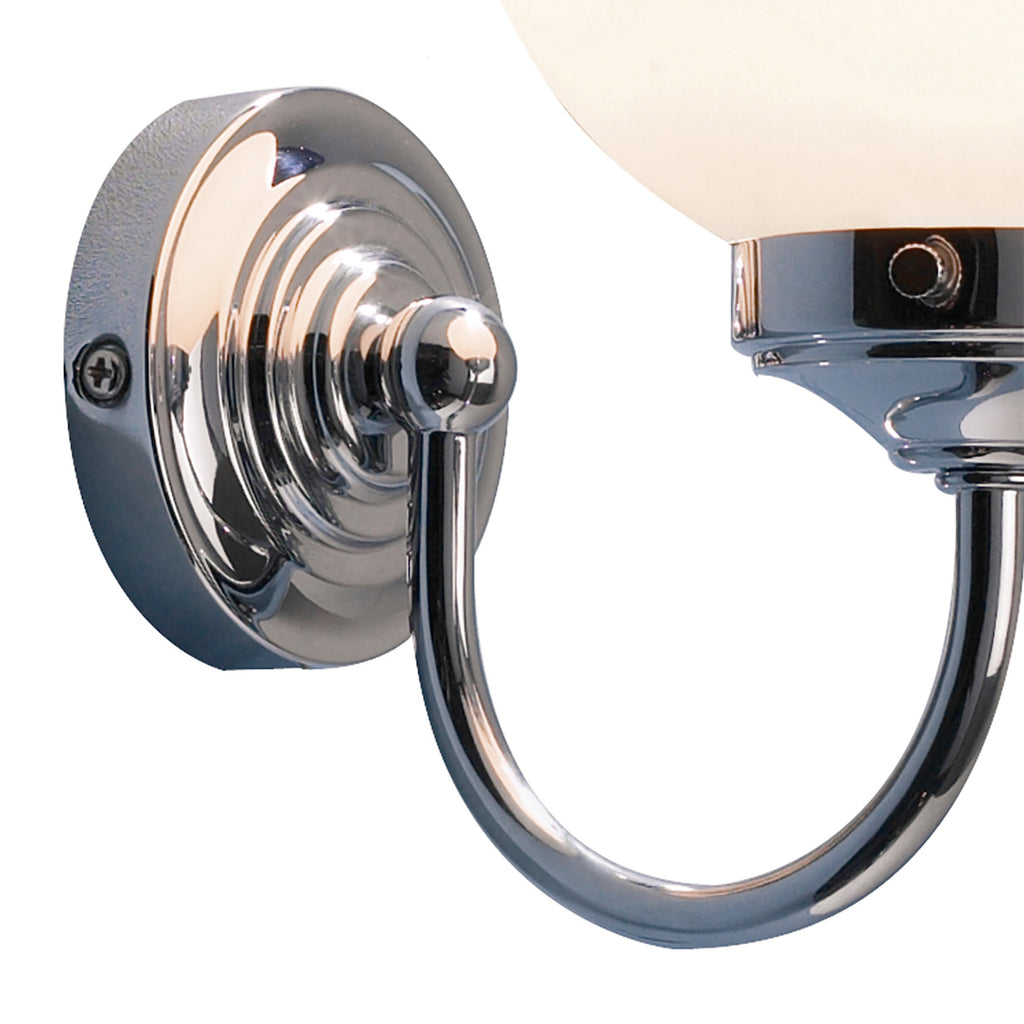 Barclay Bathroom Wall Light Polished Chrome Opal Glass IP44<br>Polished Chrome