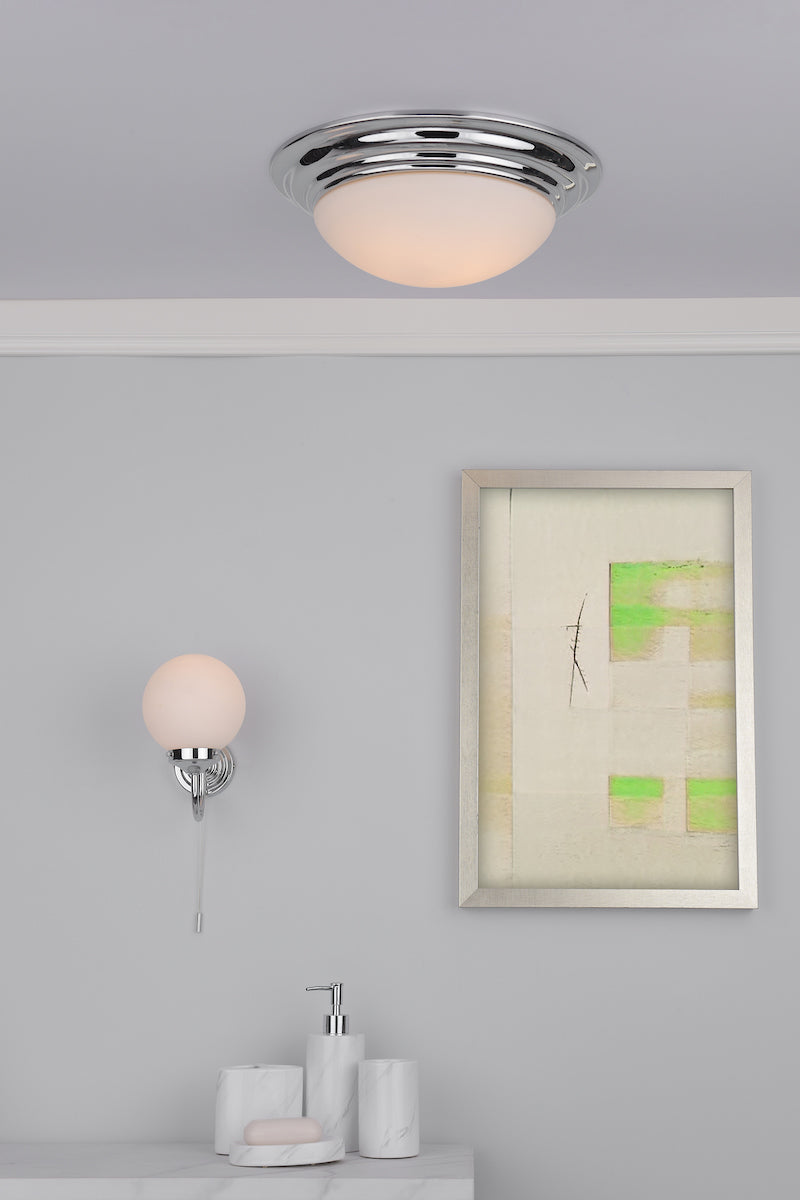 Barclay Bathroom Wall Light Polished Chrome Opal Glass IP44<br>Polished Chrome