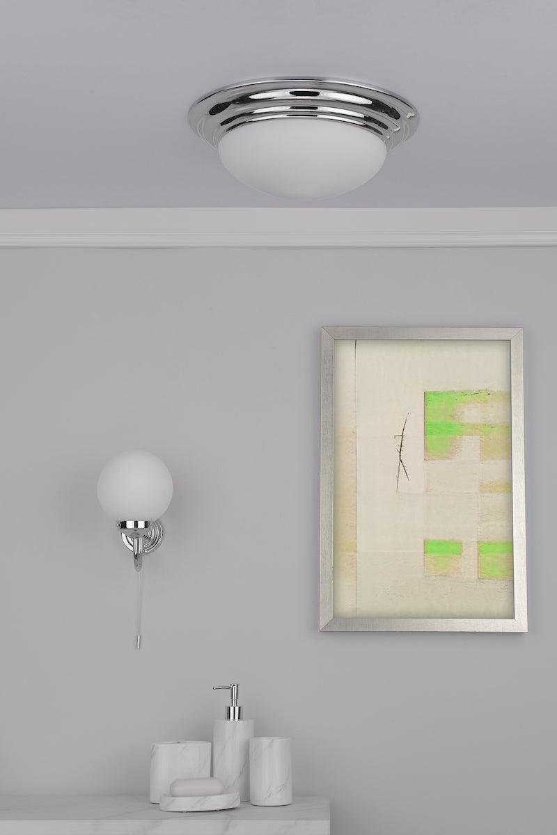 Barclay Bathroom Wall Light Polished Chrome Opal Glass IP44<br>Polished Chrome