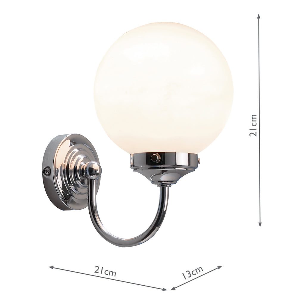Barclay Bathroom Wall Light Polished Chrome Opal Glass IP44<br>Polished Chrome