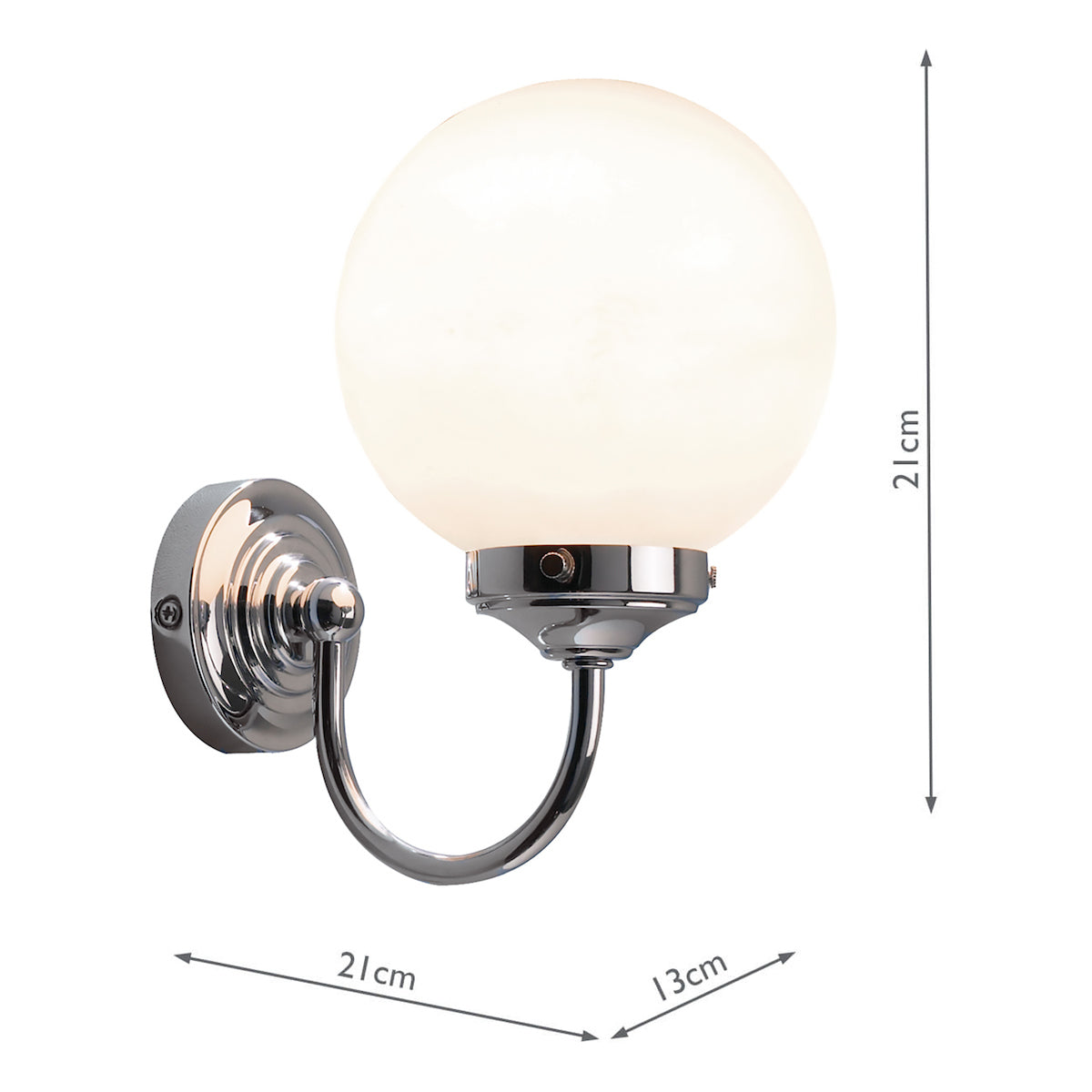 Barclay Bathroom Wall Light Polished Chrome Opal Glass IP44<br>Polished Chrome