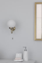 Barclay Bathroom Wall Light Antique Brass Opal Glass IP44<br>Antique Brass