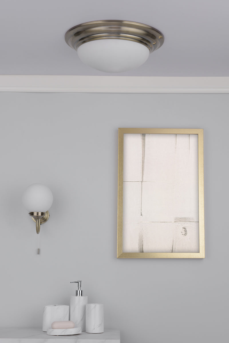 Barclay Bathroom Wall Light Antique Brass Opal Glass IP44<br>Antique Brass