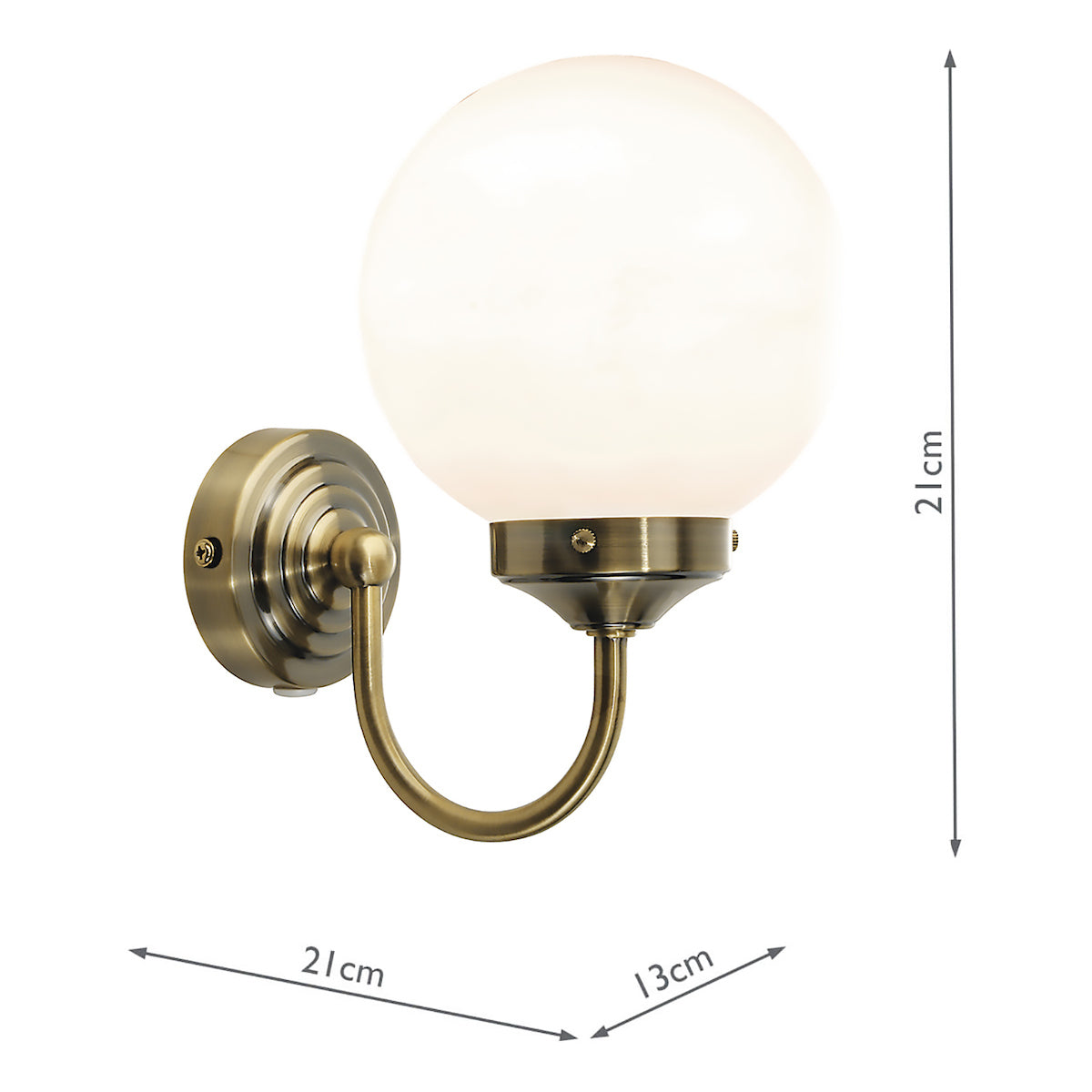 Barclay Bathroom Wall Light Antique Brass Opal Glass IP44<br>Antique Brass
