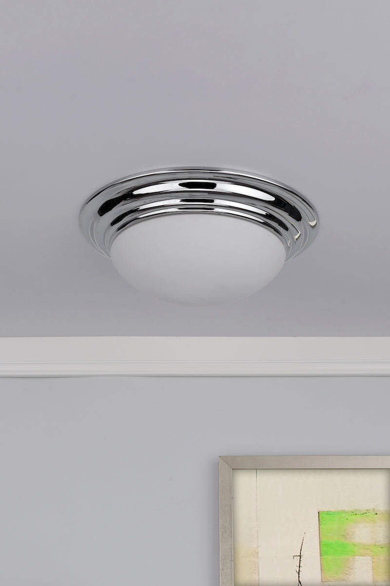 Barclay Large Bathroom Flush Polished Chrome Opal Glass IP44<br>Polished Chrome
