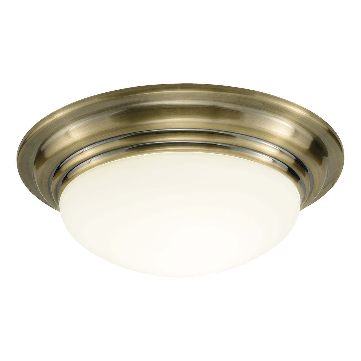 Barclay Large Bathroom Flush Antique Brass Opal Glass IP44<br>Antique Brass