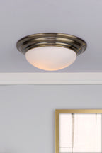 Barclay Large Bathroom Flush Antique Brass Opal Glass IP44<br>Antique Brass