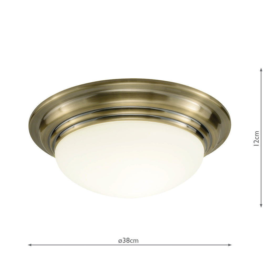 Barclay Large Bathroom Flush Antique Brass Opal Glass IP44<br>Antique Brass