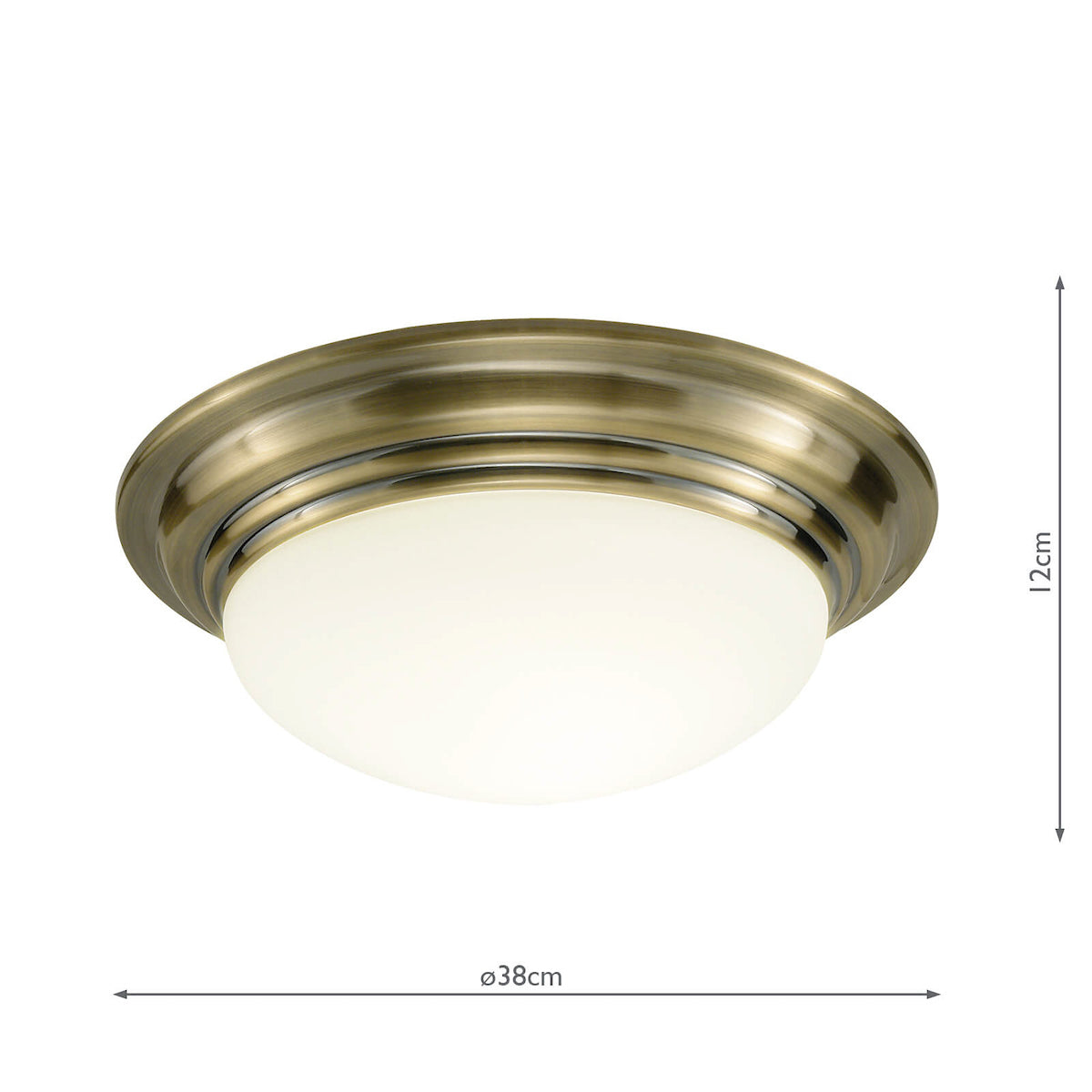Barclay Large Bathroom Flush Antique Brass Opal Glass IP44<br>Antique Brass