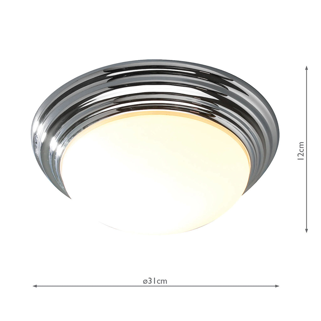 Barclay Small Bathroom Flush Polished Chrome Opal Glass IP44<br>Polished Chrome