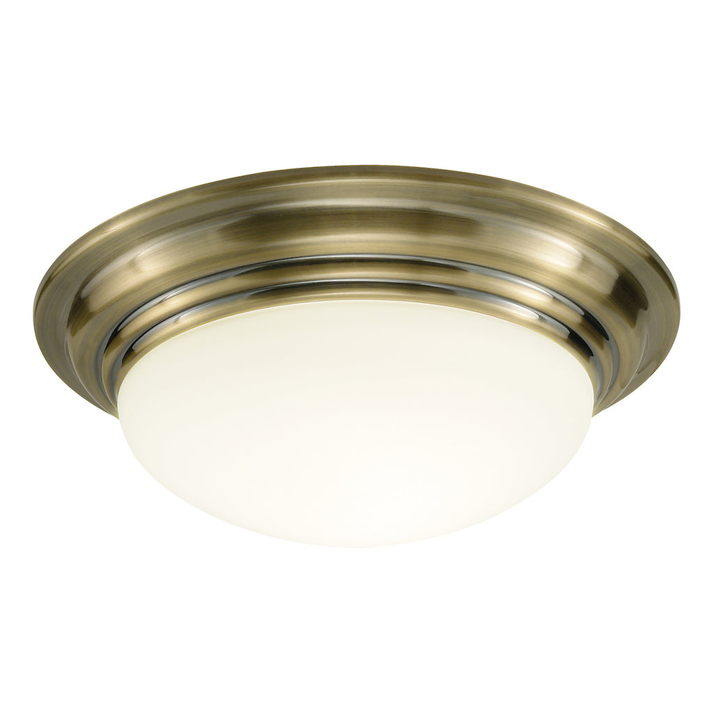 Barclay Small Bathroom Flush Antique Brass Opal Glass IP44<br>Antique Brass
