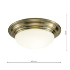 Barclay Small Bathroom Flush Antique Brass Opal Glass IP44<br>Antique Brass