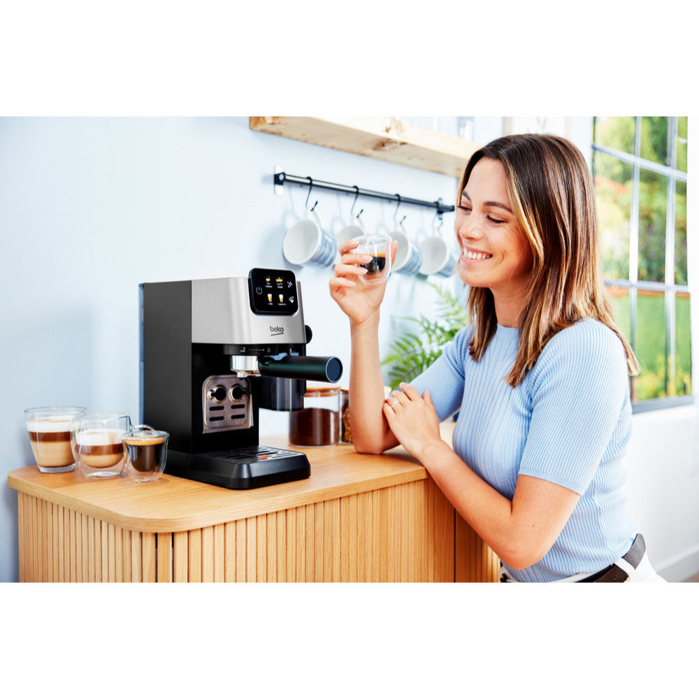 Beko CEP5304X CaffeExperto Manual Espresso Coffee Machine with Steam Wand - Black