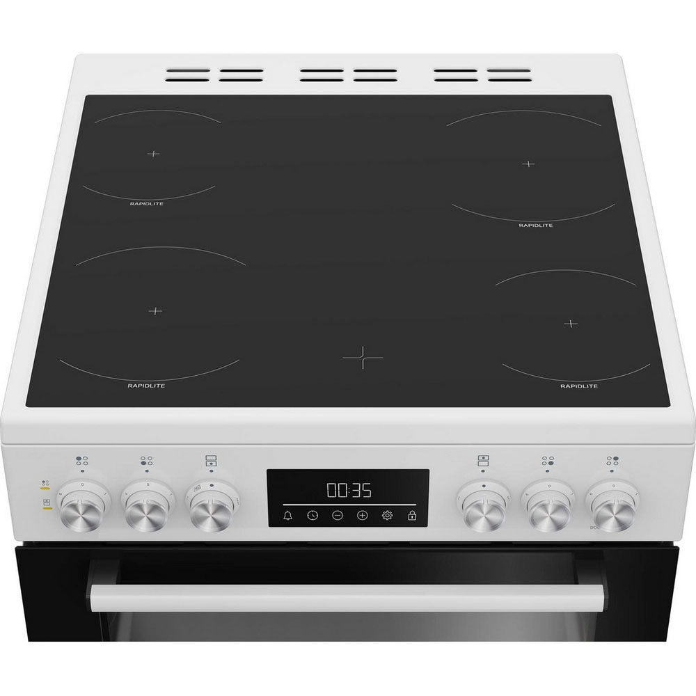 Beko EDC6731W 60cm Double Oven Electric Cooker with Vitroceramic Hob – White