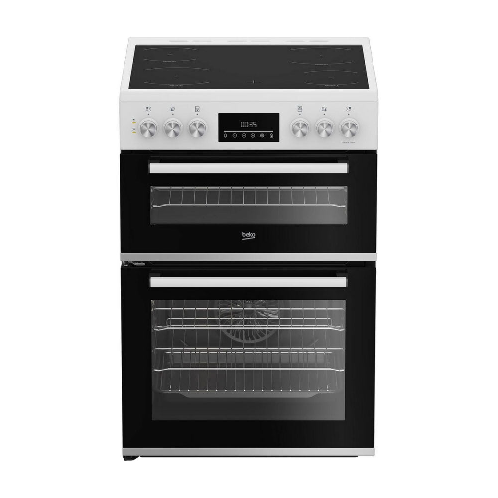 Beko EDC6731W 60cm Double Oven Electric Cooker with Vitroceramic Hob – White