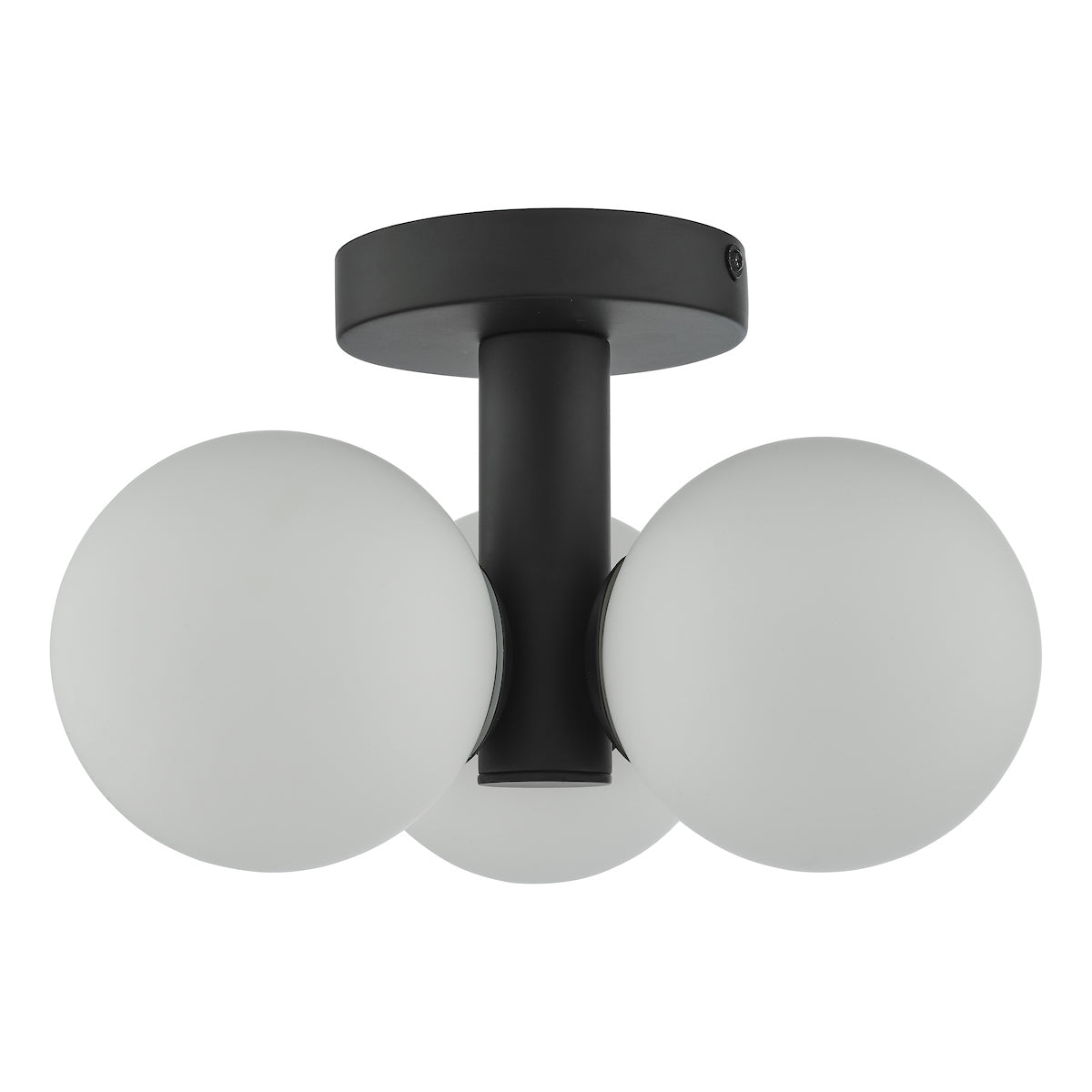 Blake Bathroom 3 Light Semi Flush Matt Black Opal Glass<br>Matt Black