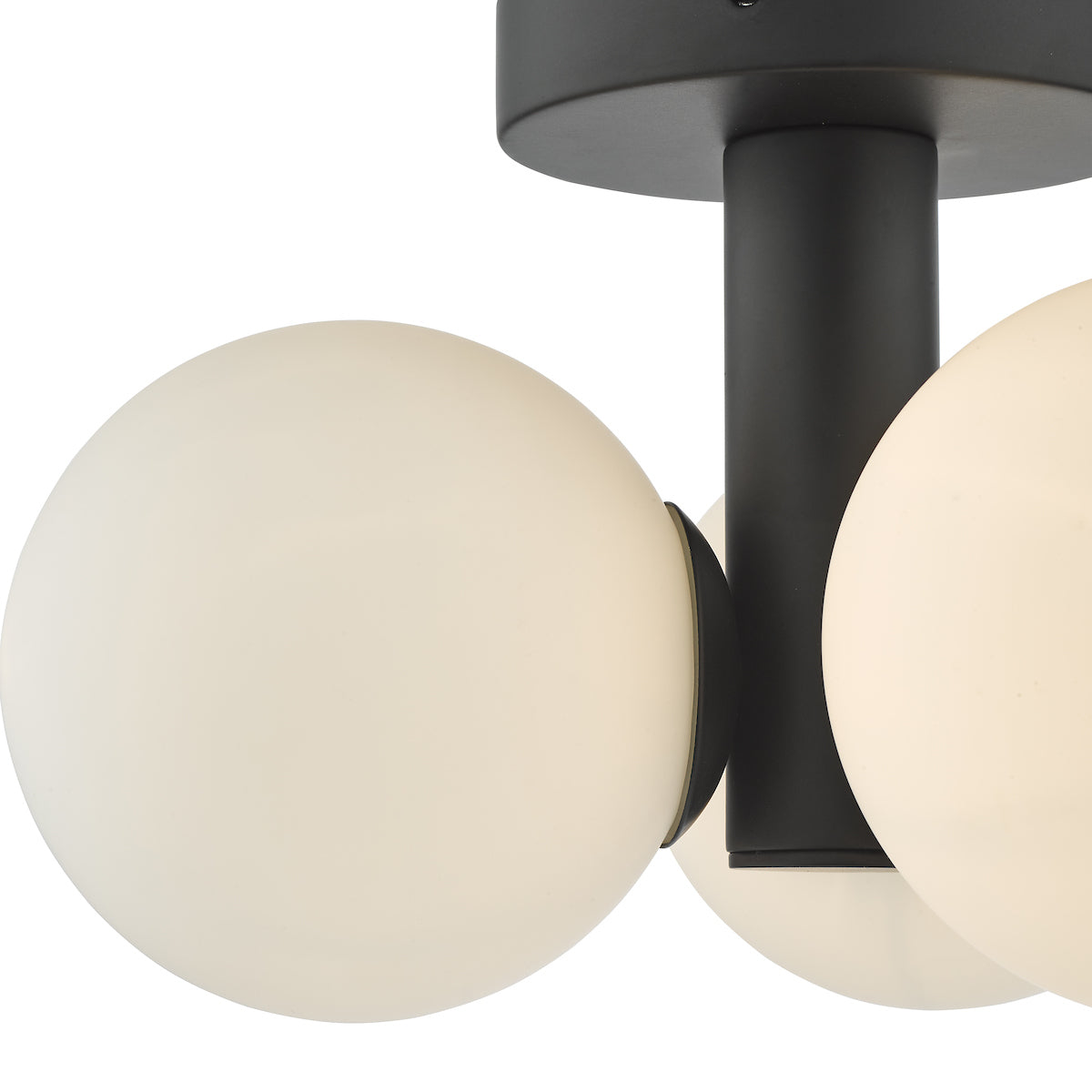 Blake Bathroom 3 Light Semi Flush Matt Black Opal Glass<br>Matt Black