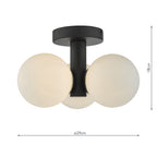 Blake Bathroom 3 Light Semi Flush Matt Black Opal Glass<br>Matt Black