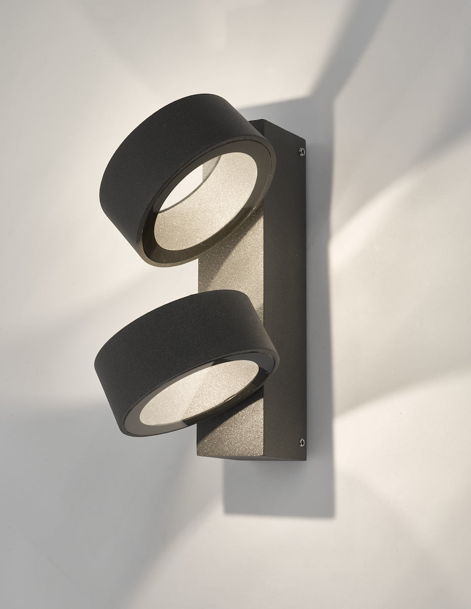 Bohdan Outdoor 2 Light Wall Light Matt Grey IP65 LED<br>Matt Grey