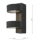 Bohdan Outdoor 2 Light Wall Light Matt Grey IP65 LED<br>Matt Grey