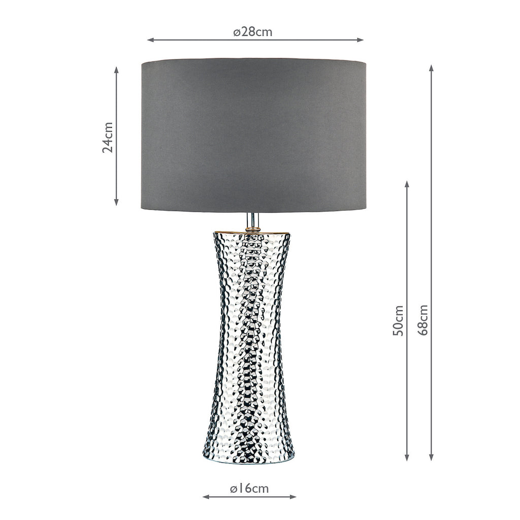Bokara Table Lamp Silver With Shade <br>Silver Ceramic