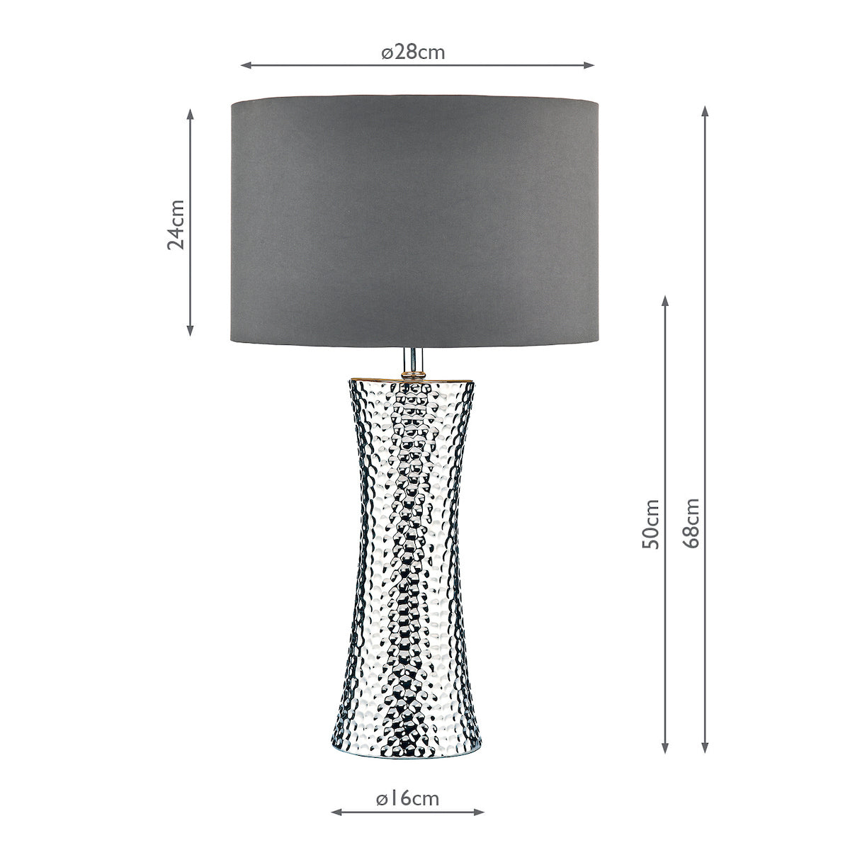 Bokara Table Lamp Silver With Shade <br>Silver Ceramic