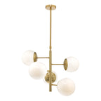 Bombazine 5 Light Pendant Natural Brass & Opal Glass<br>Natural Solid Brass