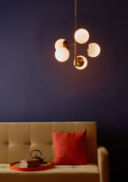 Bombazine 5 Light Pendant Natural Brass & Opal Glass<br>Natural Solid Brass